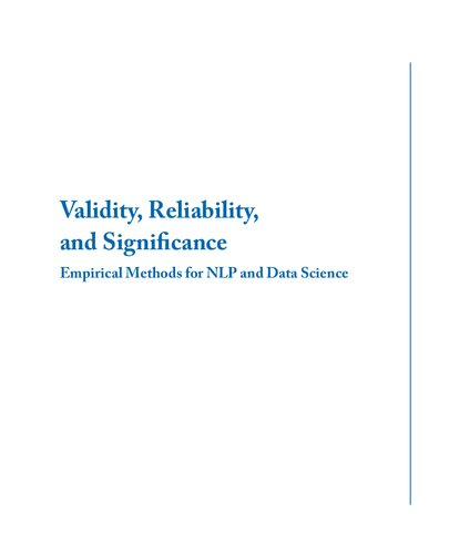 Validity Reliability And Significance Empirical Methods For Nlp And Data Science Stefan Riezler