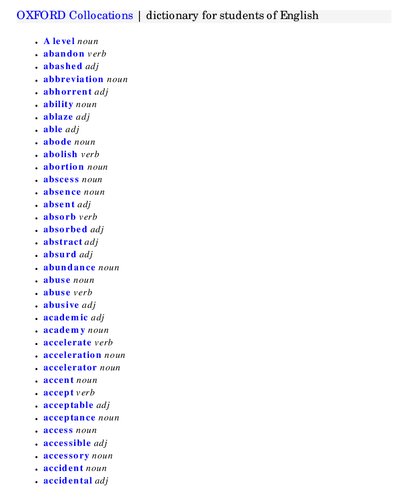 Oxford Collocations Dictionary For Students Of English Colin Mcintosh
