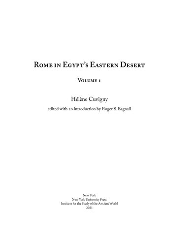 Rome In Egypts Eastern Desert Volume One Hlne Cuvigny
