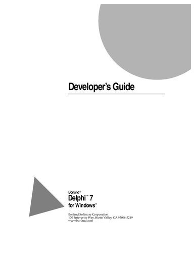 Developers Guide Borland Delphi 7 For Windows Borland Software Corporation