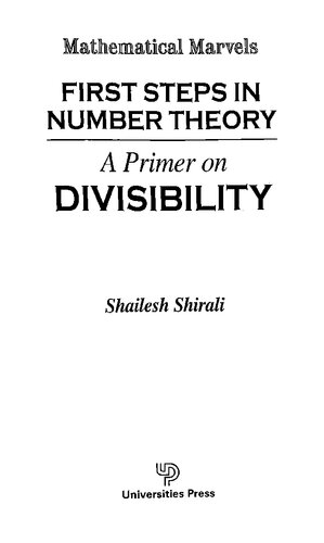 First Steps In Number Theory A Primer On Divisibility Shailesh Shirali