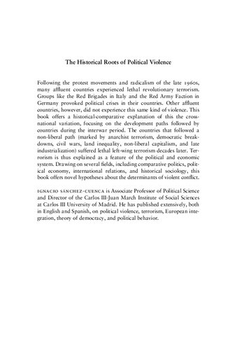 The Historical Roots Of Political Violence Revolutionary Terrorism In Affluent Countries Ignacio Sanchezcuenca