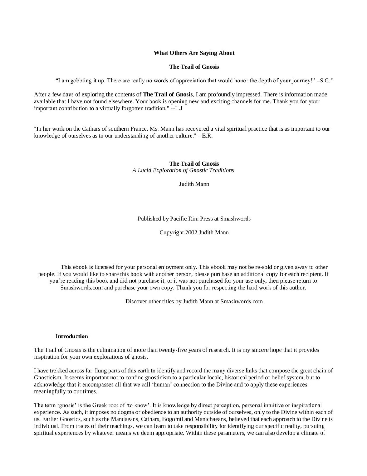 The Trail Of Gnosis A Lucid Exploration Of Gnostic Traditions Judithn Mann