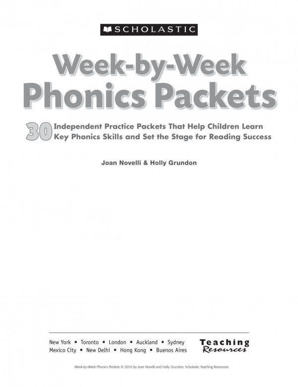 Weekbyweek Phonics Packets Joan Novelli Holly Grundon