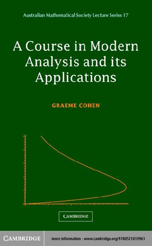 A Course In Modern Analysis And Its Applications Graeme L Cohen