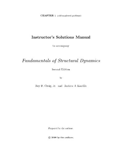 Fundamentals Of Structural Dynamics Solution Manual 2nd Edition Craig