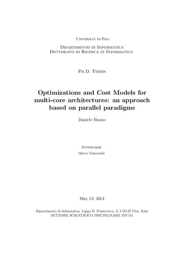 Optimizations And Cost Models For Multicore Architectures An Approach Based On Parallel Paradigms Daniele Buono