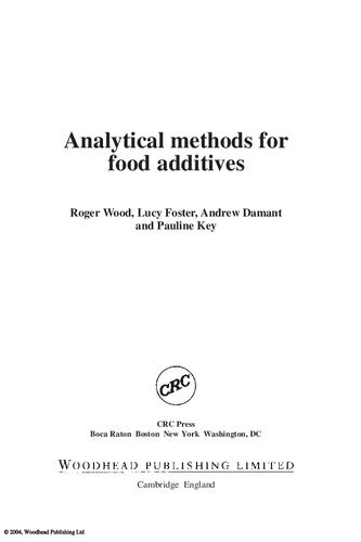Analytical Methods For Food Additives R Wood L Foster A Damant