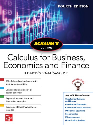 Schaums Outline Of Calculus For Business Economics And Finance 4th Edition 4th Edition Moises Penalevano