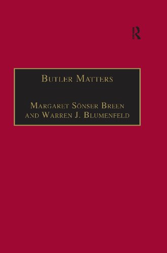 Butler Matters Judith Butlers Impact On Feminist And Queer Studies Warren J Blumenfeld Editor Margaret Snser Breen Editor