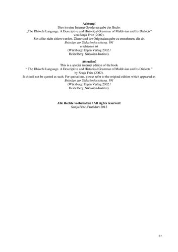 The Dhivehi Language A Descriptive And Historical Grammar Of Maldivian And Its Dialects Sonja Fritz