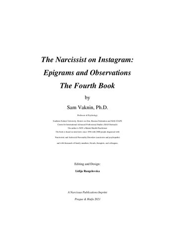 The Narcissist On Instagram Epigrams And Observations The Fourth Book 1st Edition Sam Vaknin