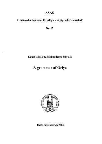 A Grammar Of Oriya Lukas Neukom Manideepa Patnaik