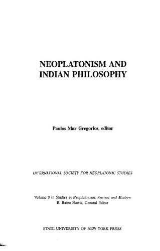 Neoplatonism And Indian Philosophy Paulos Mar Gregorios Editor