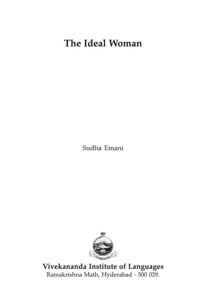 The Ideal Woman By Swami Vivekananda 1st Swami Vivekananda Sudha Emani