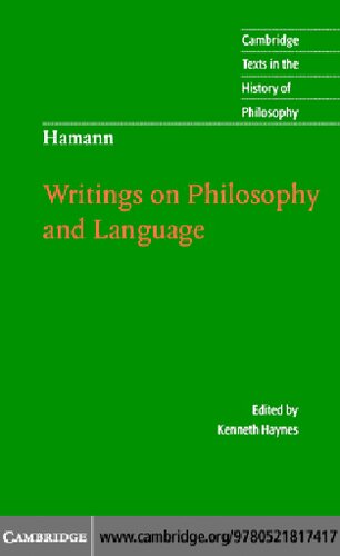 Hamann Writings On Philosophy And Language Johann Georg Hamann
