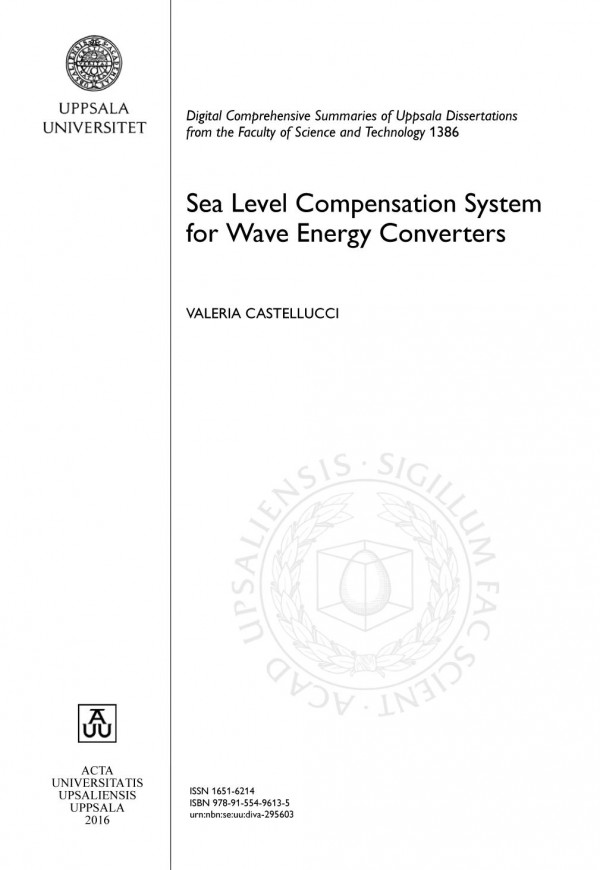 Sea Level Compensation System For Wave Energy Converters Valeria Castellucci