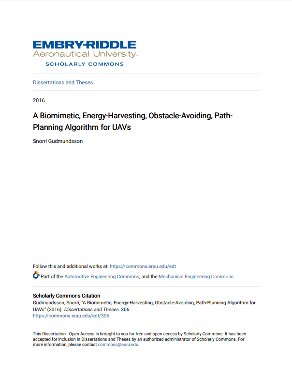 A Biomimetic Energyharvesting Obstacleavoiding Pathplanning Algorithm For Uavs Snorri Gudmundsson