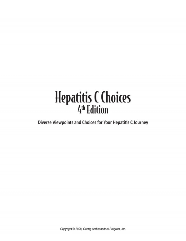 Hepatitis C Choices 4th Edition Tina St John Lorren Sandt