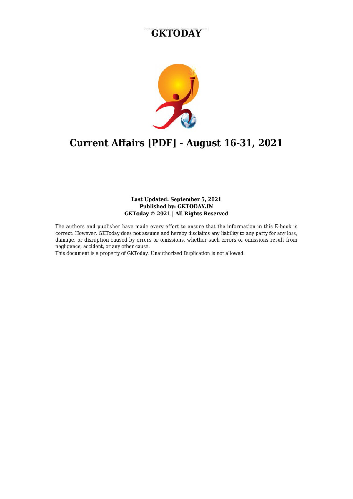 Current Affairs August 1631 2021 Gktoday