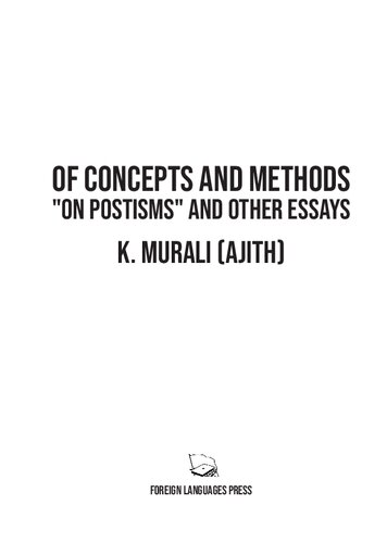 Of Concepts And Methods First Edition K Murali