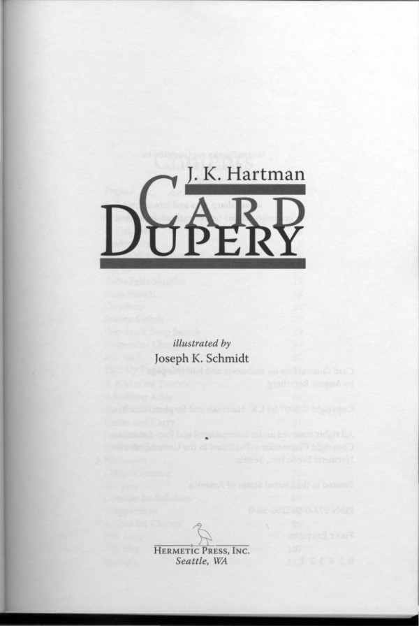 Card Dupery 2008th Edition J K Hartman