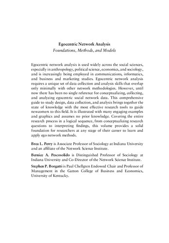 Egocentric Network Analysis Foundations Methods And Models Perry