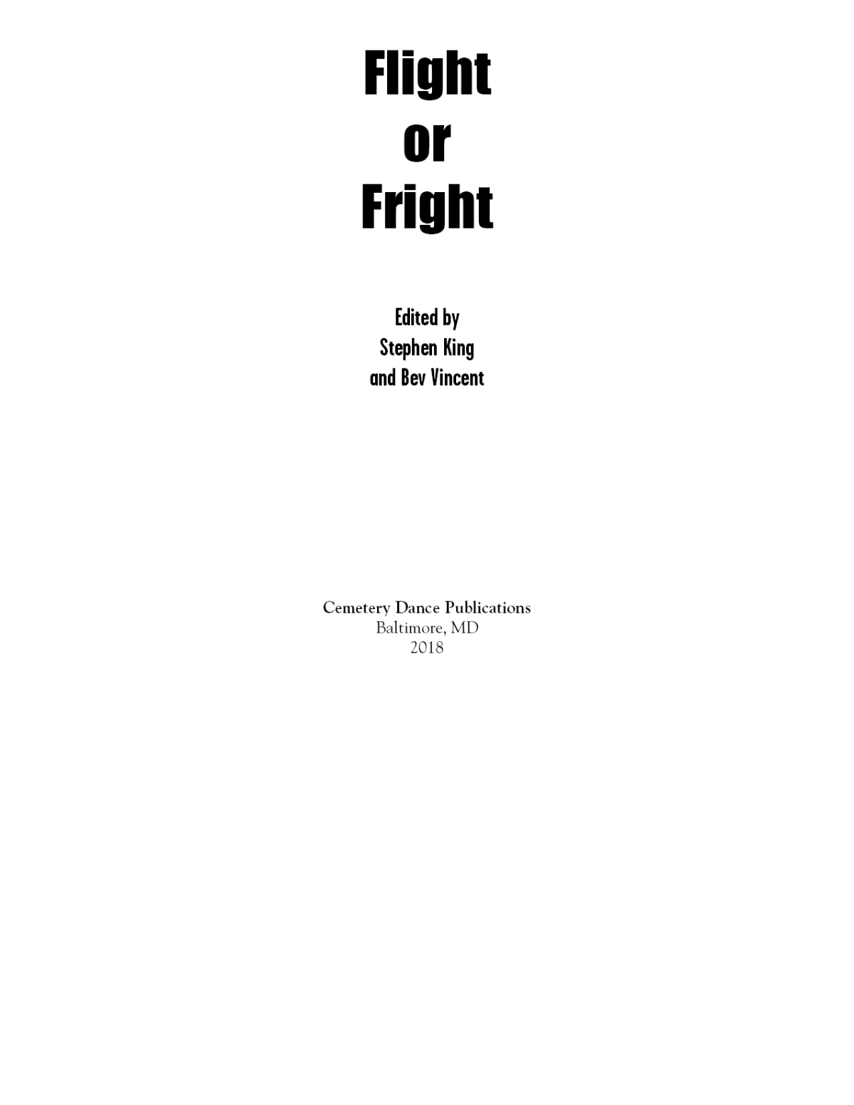 Flight Or Fright 17 Turbulent Tales Stephen King Bev Vincent