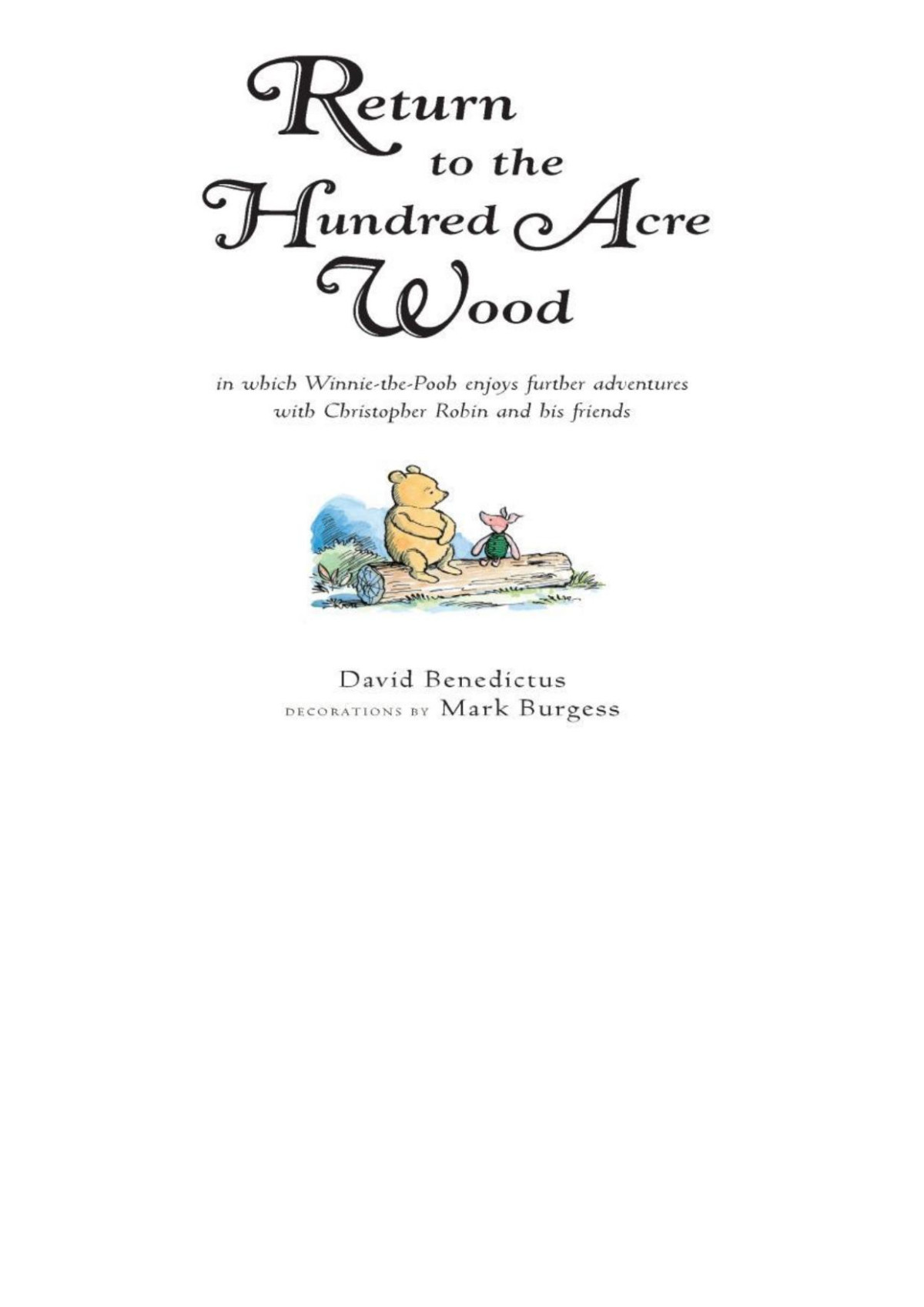 Return To The Hundred Acre Wood David Benedictus