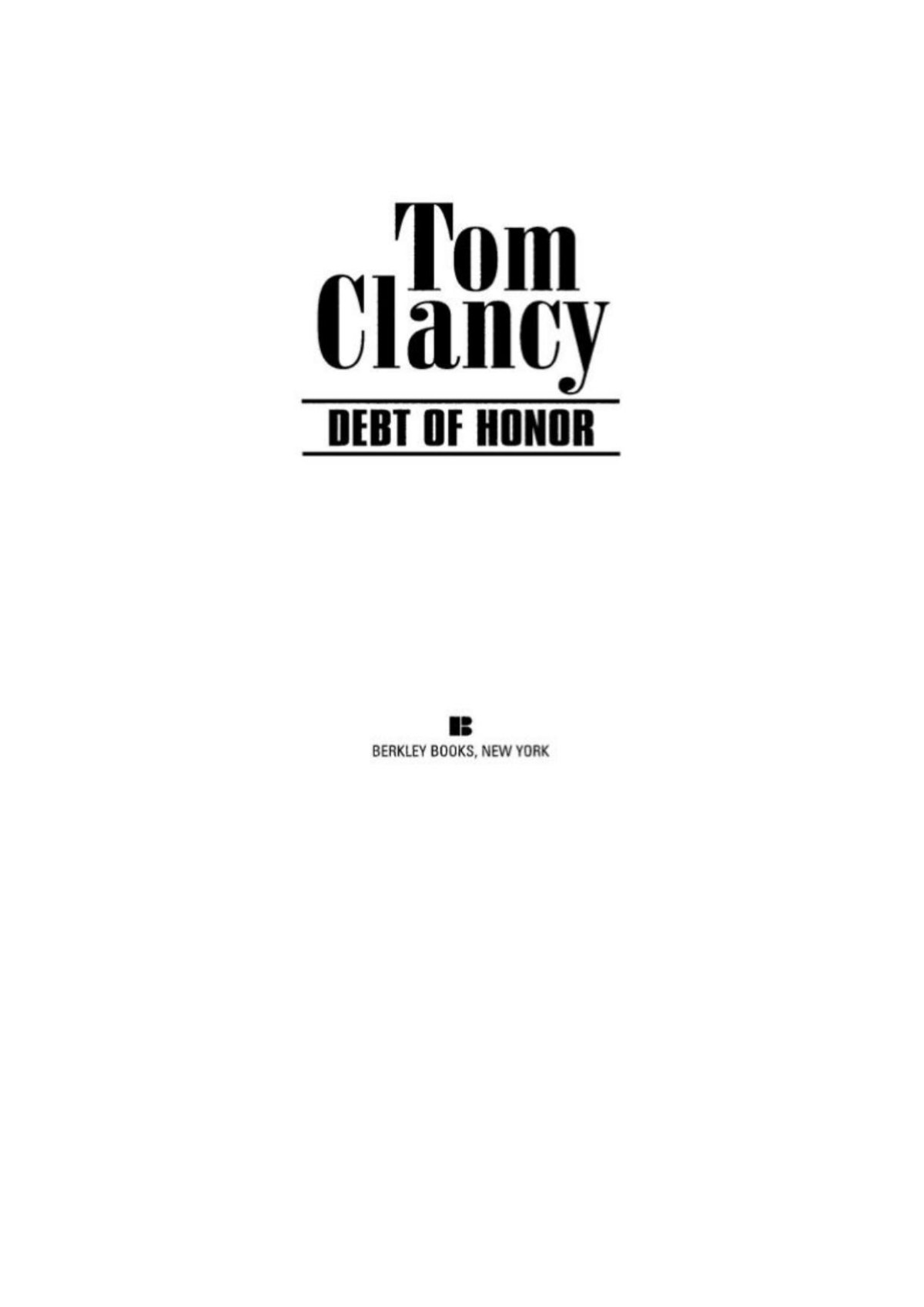 Debt Of Honor Tom Clancy