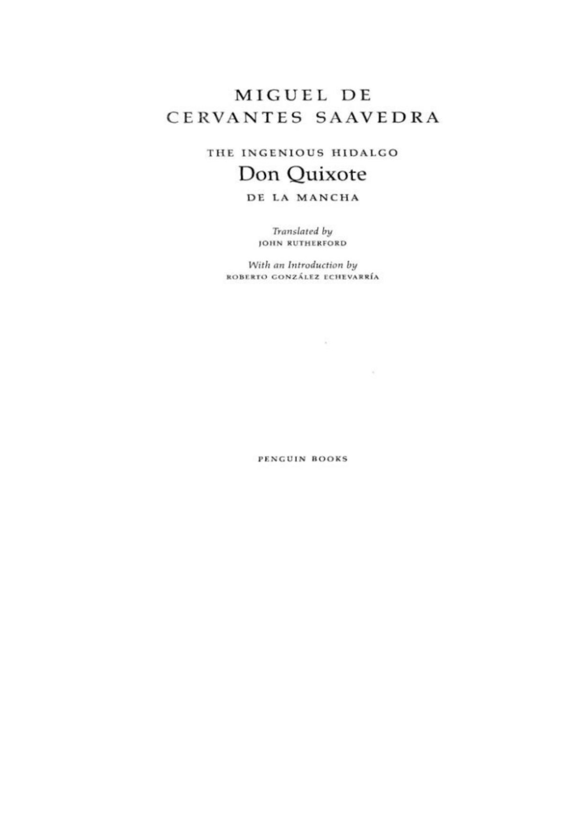 Don Quixote Miguel De Cervantes Saavedra