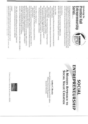 Social Entrepreneurship A Modern Approach To Social Value Creation 1st Edition Arthur C Brooks