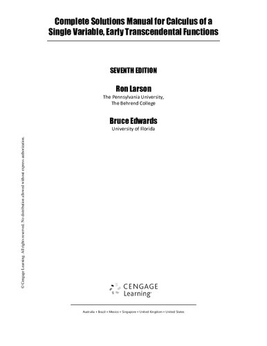 Complete Solutions Manual For Calculus Of A Single Variable Early Transcendental Functions 7th Edition Ron Larson