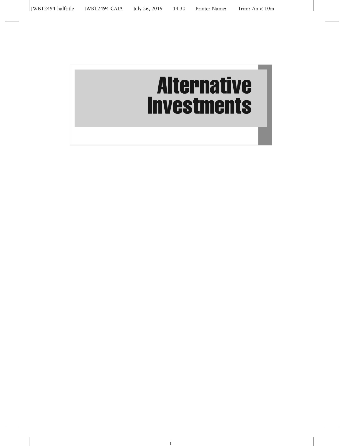 Alternative Investments Caia Level I Donald R Chambers Mark J P Anson