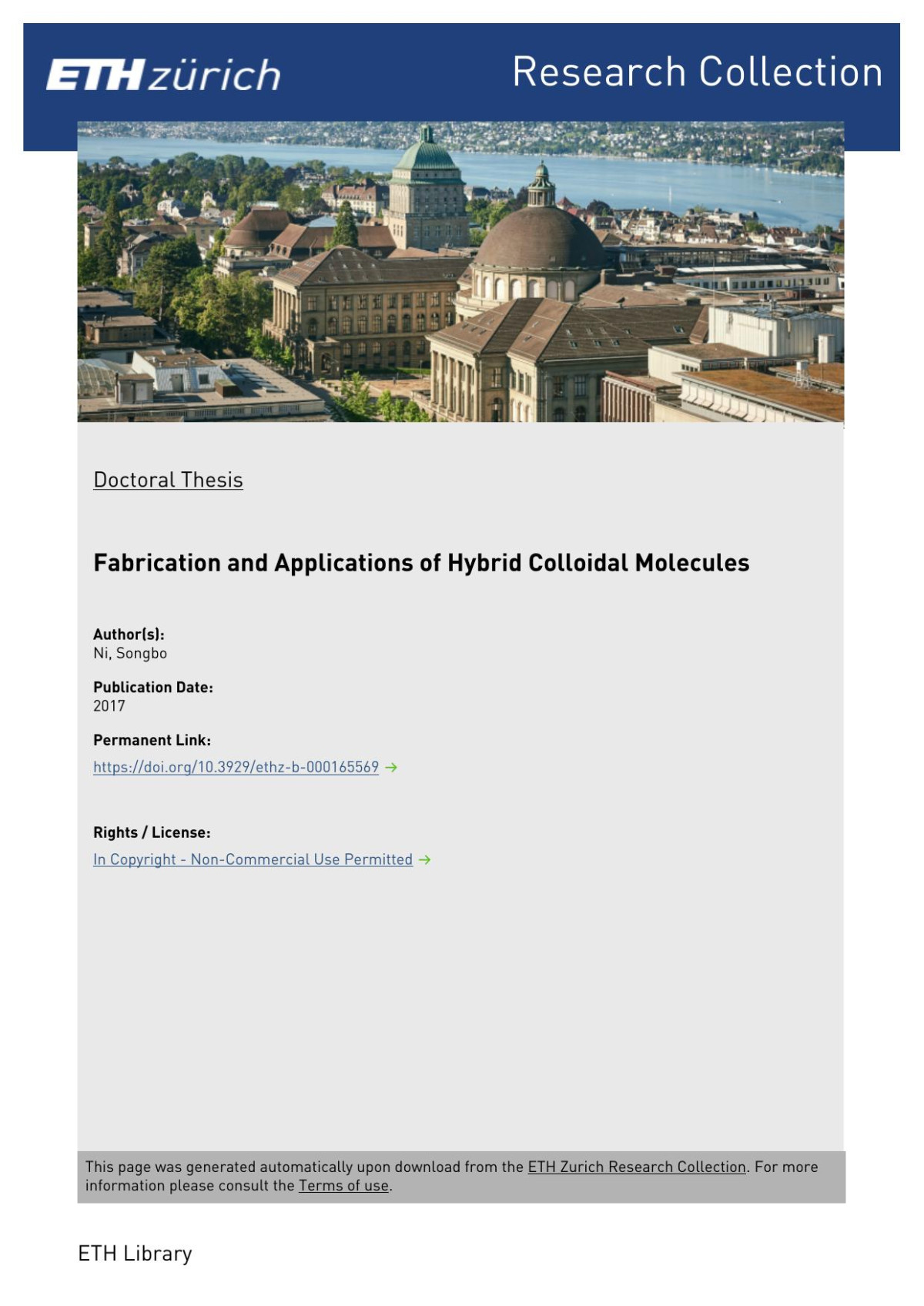 Fabrication And Applications Of Hybrid Colloidal Molecules Songbo Ni