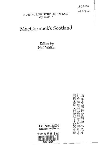 Maccormicks Scotland Edinburgh Studies In Law 1st Edition Neil Walker Editor