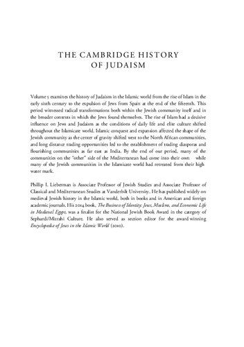 The Cambridge History Of Judaism Volume 5 Jews In The Medieval Islamic World Phillip I Lieberman