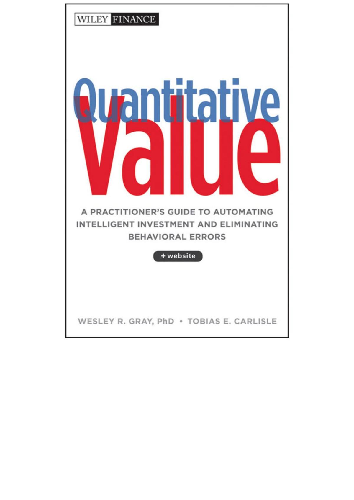 Quantitative Value Carlisle Tobias Gray Wes Tobias E Carlisle