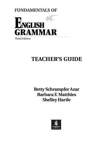 Fundamentals Of English Grammar Teachers Guide Book Cdrom 3rd Edition Betty Schrampfer Azar