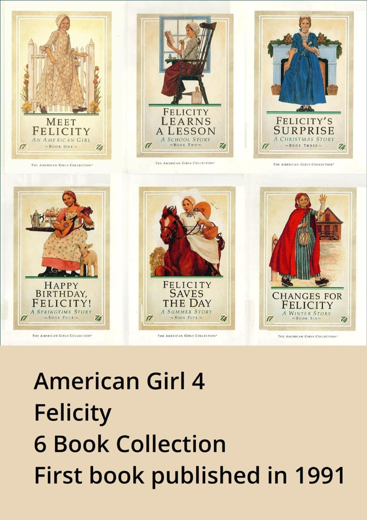 American Girl 04 Felicity Six 6 Book Set Complete Collection Valerie Tripp