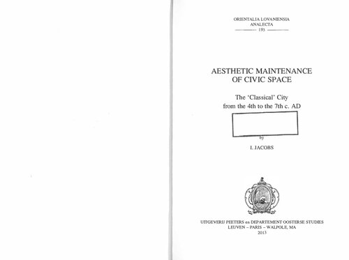 Aesthetic Maintenance Of Civic Space Ine Jacobs