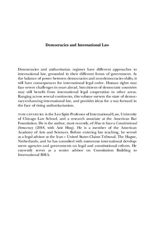 Democracies And International Law Tom Ginsburg