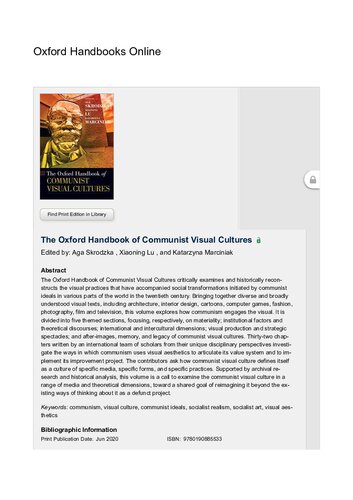 The Oxford Handbook Of Communist Visual Cultures Aga Skrodzka Editor