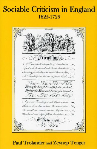 Sociable Criticism In England 16251725 Paul Trolander Zeynep Tenger
