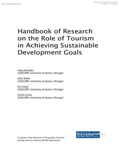 Handbook Of Research On The Role Of Tourism In Achieving Sustainable Development Goals Filipa Brando