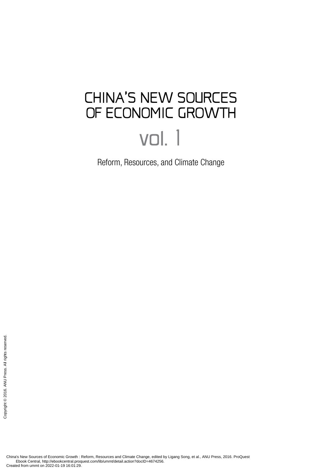 Chinas New Sources Of Economic Growth Reform Resources And Climate Change Ligang Song