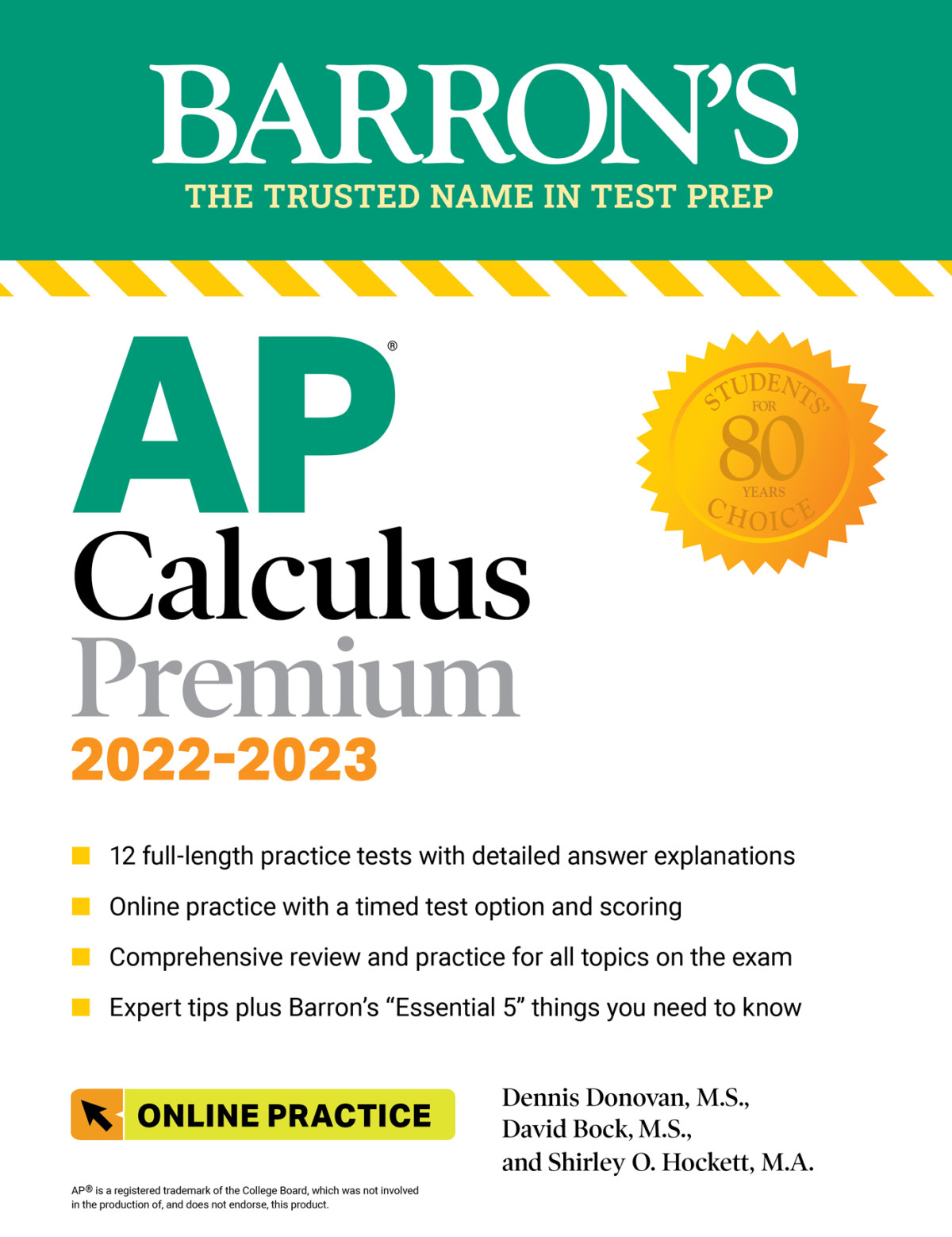 Ap Calculus Premium 20222023 12 Practice Tests Comprehensive Review Online Practice Barrons Test Prep David Bock