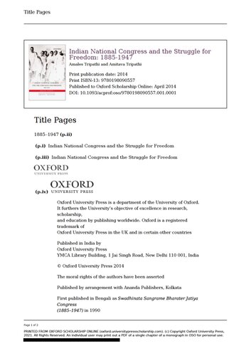 Indian National Congress And The Struggle For Freedom 18851947 Illustrated Amales Tripathi