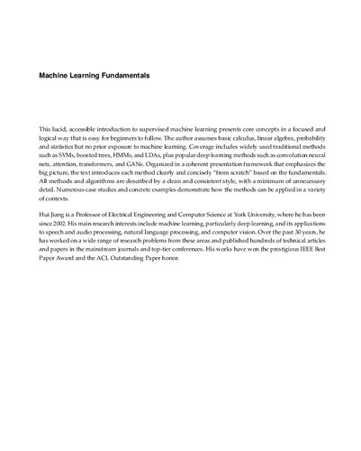 Machine Learning Fundamentals 1st Edition Hui Jiang