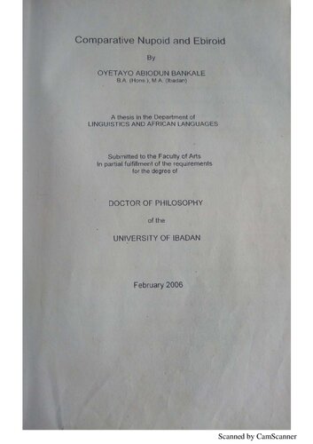 Comparative Ebiroid And Nupoid Oyetayo Abiodun Bankale